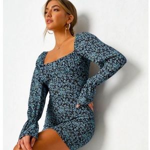Missguided Balloon Sleeve Floral mini dress